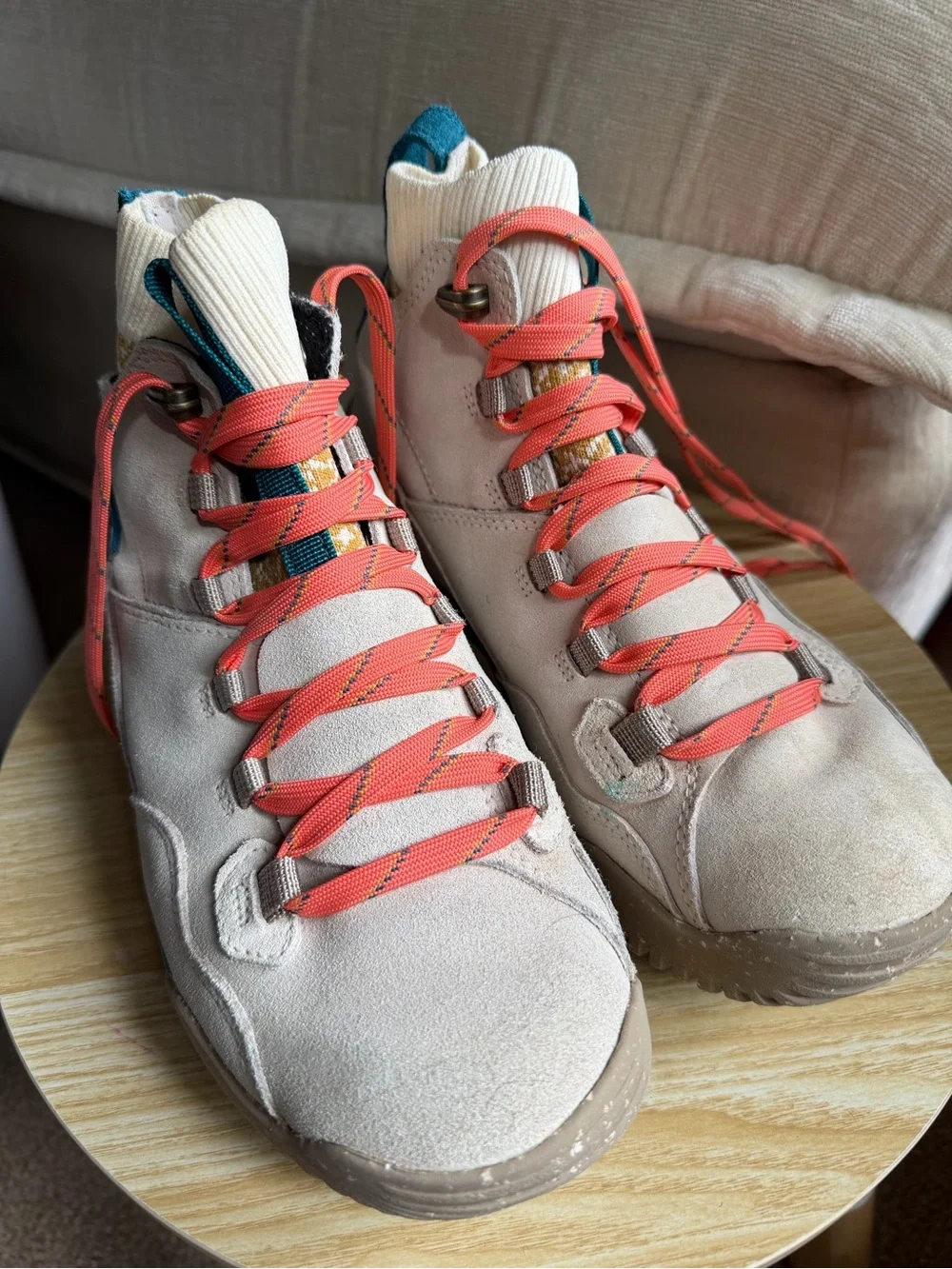 The North Face Women’s  Waterproof Sock-Top Hiking Boots in Cream & Teal